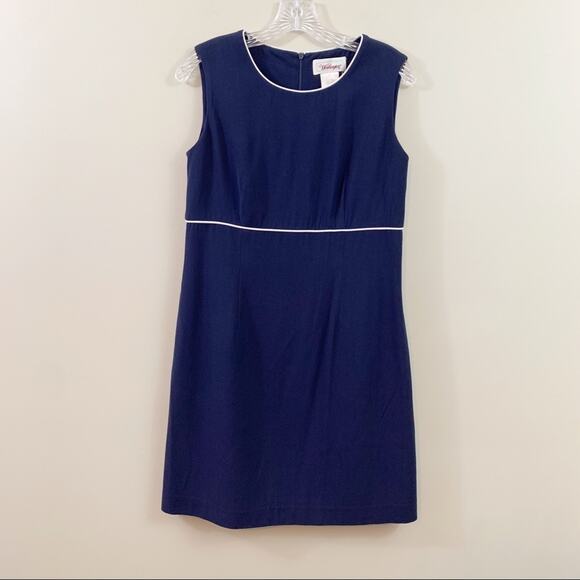 Vintage Worthington Shift Navy/White Sleeveless Dress - Picture 1 of 4